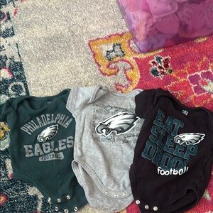 NFL Eagles Baby Bodysuit Trio - Dark Green, Gray, Black